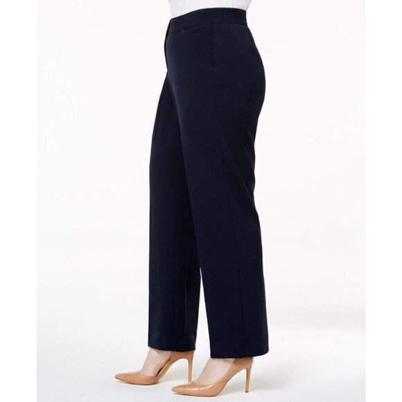 JM Collection Women's Plus & Petite Navy Curvy-Fit Straight-Leg Pants NWT - Picture 3 of 8